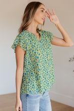 Load image into Gallery viewer, Anywhere We Go Flutter Sleeve Top in Blue Combo
