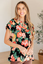 Load image into Gallery viewer, Lizzy Cap Sleeve Top in Black Garden Floral
