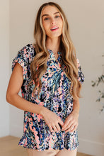 Load image into Gallery viewer, Lizzy Cap Sleeve Top in Navy Abstract Floral
