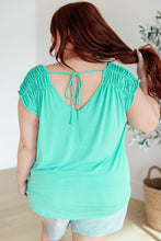 Load image into Gallery viewer, Ruched Cap Sleeve Top in Neon Blue
