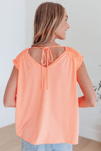 Load image into Gallery viewer, Ruched Cap Sleeve Top in Neon Orange
