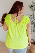 Load image into Gallery viewer, Ruched Cap Sleeve Top in Neon Green
