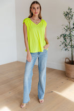 Load image into Gallery viewer, Ruched Cap Sleeve Top in Neon Green
